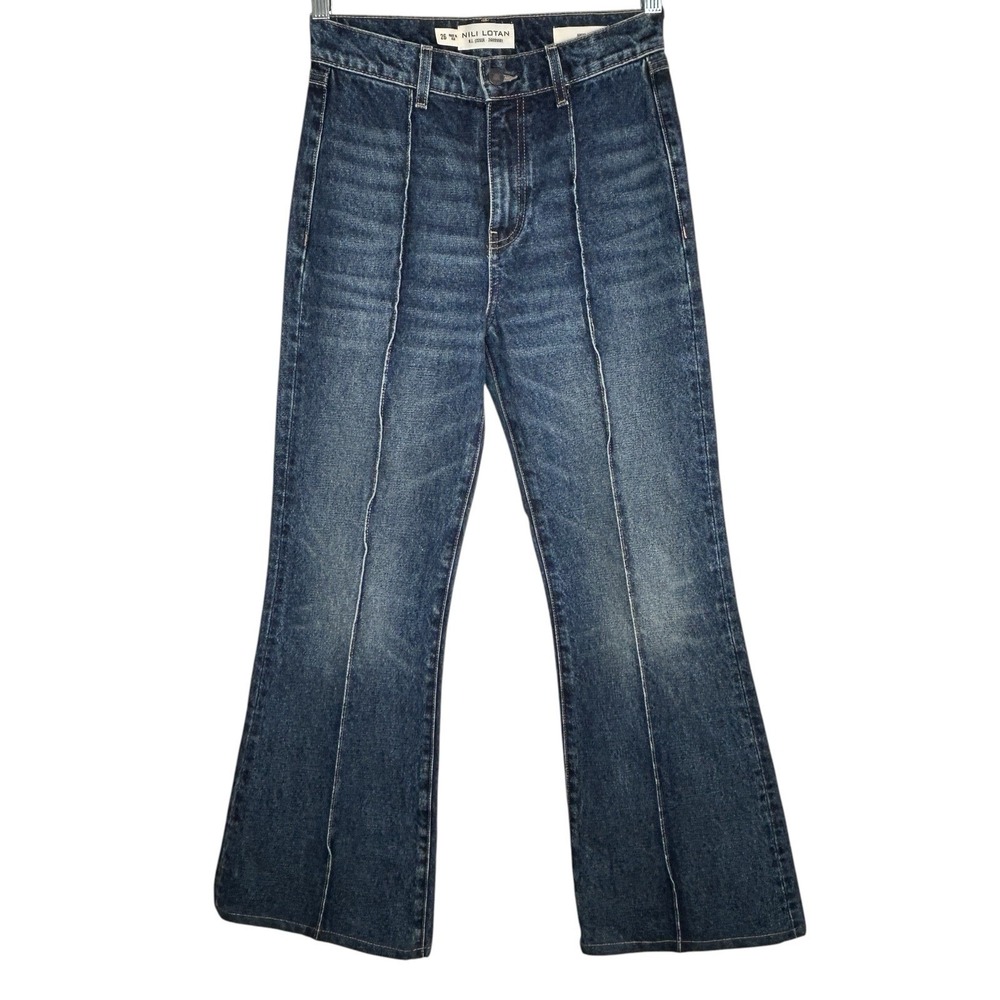 Nili Lotan Adena Jeans 26 Flare Leg Simon Wash Denim High Waist Capsule USA
